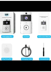 Door Bells with Camera Wireless Chime HD 100MP Video Camera - No Drill Mount No Subscription, Rechargeable Battery Powered 100 Days Use, Motion IR Sensor, View Intercom