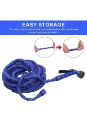 3 Times Expandable Flexible Garden Hose Leak-Proof High-Pressure Telescopic Hose No Kinks Flexible Hose with 7 Functional Spray Nozzles Used for Car Wash Watering (100FT / 30M)