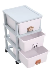 Cozy Nest 3-Layer Children's Toy Plastic Rolling Drawer Clothes Storage Box Organizer With Wheels For Office Kitchen Container Bathroom Living or Playroom Study