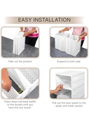 Foldable 6-Tier Clear Plastic Shoe Rack Organizer with Doors, Premium Space-Saving, Durable, No-Assembly, Expandable, Portable Transparent Shoe Storage Cabinet for Home, Entryway, Living Room or Dorm