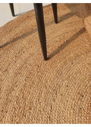 سجادة الجوت المضفرة سجادة سوداء وطبيعية 90 سم سجادة مستديرة الشكل