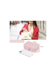 صندوق مجوهرات للسفر منظم مجوهرات ، صندوق مجوهرات مزدوج من الجلد ، صندوق هدايا ، عرض مجوهرات ، صندوق تخزين مجوهرات لقلادة أقراط ، خواتم ، سوار وردي