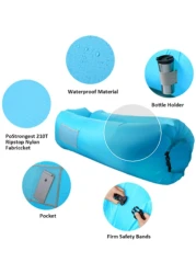 Portable Inflatable Air Bed Sofa Outdoor Beach Camping Sleeping Bag Couch Lounger Chair Sleeping Bag Air Chair for Travelling, Camping, Hiking and Beach Parties