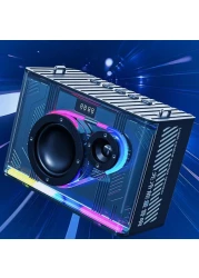 مكبر صوت كاريوكي بلوتوث مع ميكروفون، مكبر صوت محمول بدون استخدام اليدين مع أضواء LED، مكبر صوت للحفلات قابل لإعادة الشحن