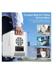 ثلاجة صغيرة محمولة، ثلاجة سفر مدمجة سعة 6 علب، مبرد وسخان كهربائي حراري AC/DC للطعام والمشروبات والعناية بالبشرة والجمال وحليب الثدي - مثالية للسفر والسيارة والمكتب والمنزل