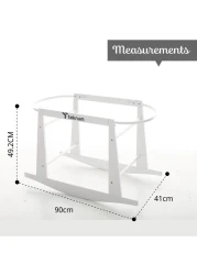 Teknum Infant Wicker Pod Moses Basket with White Waffle Beddings &amp; White Rocker Stand - Wooden Grey