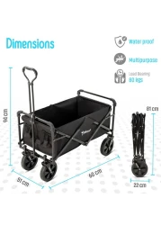 Teknum Folding Wagon Cart w / Canopy - Black