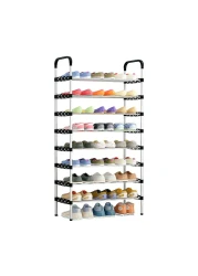 رف أحذية معدني بسيط مكون من 8 طبقات - 5 أنابيب لكل طبقة، منظم تخزين أحذية للمدخل وغرفة المعيشة والممر - تصميم متين وموفر للمساحة