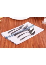 ماهمير® مناشف اطباق 16 × 27 انش (40 × 70 سم) 100% من القطن المغزول حلقيا، مناشف مطبخ كتان فائقة الامتصاص، شريط تنظيف ناعم قابل لاعادة الاستخدام ومجموعة مناشف الشاي (6 قطع، ازرق)