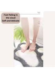 سجادة حمام رمادية على شكل سحابة متجمعة ناعمة ومضادة للانزلاق، سجادة حمام ماصة للماء، سجادة حمام أرضية الحمام، قابلة للغسل في الغسالة (45 × 75 سم)