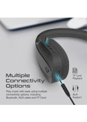 بروميت سماعات بلوتوث لاسلكية، عزل الضوضاء عالي الأداء فوق الاذن سلكي/لاسلكي بلوتوث v5.1 مع ميكروفون، راديو FM، وقت تشغيل 10 ساعات، فتحة بطاقة TF ومقبس 3.5 ملم، تيرا