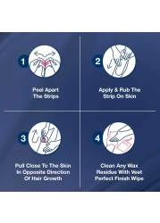 Veet Professional Hair Removal Easy-Gel Legs &amp; Body Wax Strips With Almond Oil For Sensitive Skin Perfect Finish Wipes With Argan Oil Up To 28 Days Of Smoothness, 20 Wax Strips