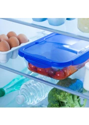 Pyrex Cook &amp; Go Rectangular Food Container With Lid Clear/Blue 1.7L