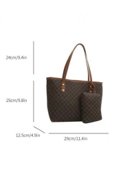 Fashionable Geometric Pattern Foldable Tote Bag With Large Capacity Mini Wallet Included Suitable For Girls And Women For Shopping Commuting And Holiday Travel Old Money Style Women BagSchool Bag