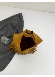 قماش رجعي من الجلد المدبوغ ، تصميم شرشرة مناسب للخريف والشتاء. متوفر باللون الأحمر البرغندي والبني والبني الد