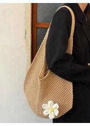 New Beach Vacation Straw Shoulder Bag For Women Large Capacity Woven Underarm Tote Bag Summer Perfectly Matching With Vacation Outfits Women