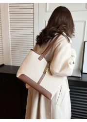 Casual Business Large Capacity Foldable Dual Strap Tote Bag Suitable For Girls Ladies Shopping Work Commute Outdoor Activities Business Events Gift For Mothers New In Fall Winter Larrge Capacity Shoul