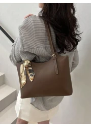 حقيبة يد جلدية ناعمة ذات طراز كلاسيكي للنساء، سعة كبيرة، حقيبة كتف، حقيبة رسمية بسيطة للذهاب إلى العمل، مجموع