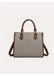 طقم من 3 قطع: حقيبة كبيرة السعة بنمط زهري مع وشاح عشوائي