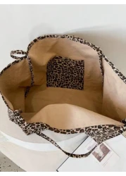 1 حقيبة كتف من النساء بطبعة نمر ذات كتف واحد، سعة كبيرة للشاطئ العارضة، حقيبة تسوق موضة