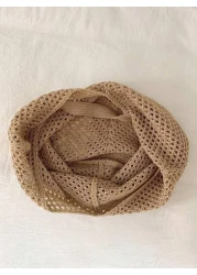 Hollow Out Weave Straw Bag Bohemian Beach Handbag Hollow Tote Bag Large Capacity Shopping Beach Bag Fashion Hollow Out Weave Straw Bag Beach Handbag Bohemian Style Beach Bag Slouchy Style Large Capaci