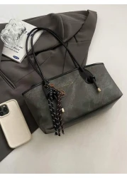 حقيبة يد نسائية جلد PU أحادية اللون، بسيطة وعملية، سعة كبيرة للاستخدام اليومي والسفر، موضة عصرية