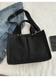 1 Stylish High Capacity Portable Shoulder Bag Simple Canvas Multi Pocket Diagonal Backpack Suitable For School Travel Tote Bag Tote Bags For School Tote Bags For Students Multiple Compartments Perfect