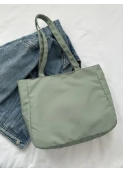 Minimalist Shoulder Bag Solid Color Casual Commute Tote Bag School Bag Back To School Backpack Large Capacity Laptop Compartment Portable Classic Casual Suitable For Teen Girls Women College Students