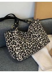 حقيبة كتف بسعة كبيرة من طراز جديد بطبعة نمر للاستخدام اليومي والمدرسة، حقيبة بطبعة نمر عصرية