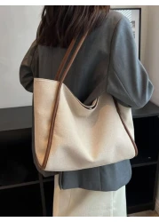 1 قطعة شنطة ظهر للنساء بتصميم الكتل اللونية ، تصميم فسيح ،موضة للتنقل والمدرسة والمكتب والاستخدام اليومي، منا