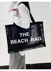 Nylon Material Alphabet Printed Beach Mesh Tote Bag With Beach Bag Use Tt Yourself Or Give Gifts To Others For Friends Mom Teachers Large Capacity Bag For Women School Bag Large Capacity Waterproof Fo