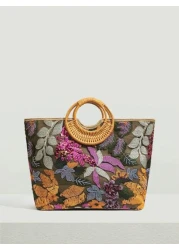 SHEIN VCAY Leaf Flower Pattern Top Handle Bag Sequin Embroidery Detail Woven Bag Perfect For Summer Beach Travel Vacation For Outdoor Holiday Picnic Summer Essentials Perfect For Vacation Holiday Exqu