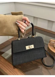 Mini Twist Lock Flap Square Bag Solid Color Mini Handbag Retro Simple Crossbody Bag Women s Luxury Top Handle Flap Purse