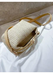 Mini Minimalist Straw Bag New Woven Straw Handbag Fashionable Women s Bag Versatile Shoulder Crossbody Bag Gift Summer Beach For Girls Ladies Students Summer Essentials Perfect For Vacation Holiday