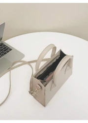 Solid Color Pu Handbag Casual Mini Square Bag For Commute Outdoors Fashion Crossbody Shoulder Bag Small Candy Color Crossbody Bag Glossy Double Handle Square Purse Women s Zipper Handbags