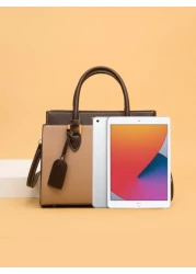 Old Moeny Lightweight Business Casual Letter Graphic Color Block Top Handle Bag For Teen Girls Women College Students Rookies White Collar Workers Perfect For Office College Work Business Commute Outd