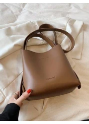 Fashion Women s Brown Handbag Simple Minimalist PU Leather Retro Mini Bucket Bag Versatile Shoulder Crossbody Bag Suitable For Shopping And Daily Use