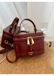 حقيبة مربعة محمولة جديدة أنيقة من قماش بو بلون صلب، حقيبة بو صغيرة، حقيبة من قماش مقاوم للماء أرجواني اللون، ح