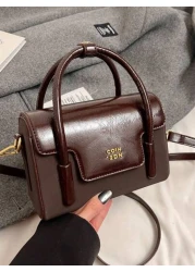 Stylish Vintage Women Handbag New High End Crossbody Bag Unique Design PU Flap Small Square Bag Casual Minimalist Solid Color For Work Commute Large Capacity Shoulder Bag For Daily Use Outing Party
