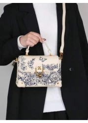 2025 Fashion New Women Bag High Quality Luxury Niche Design High End Embroidered Leather Small Square Bag White Exquisite Elegant Handbag Shoulder Messenger Bag Special Lock Design