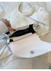 متوسط رفرف حقيبة مقبض معدني أنيق عصري تصميم حقيبة يد , مقبض عالي رفرف محفظة , ابتكار للنساء جلد صناعي محفظة