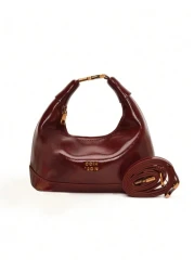 Retro Waxed Leather Burgundy Red Handbag Niche Design And Good Looking Crossbody Bag High End Texture Classic And Elegant Shoulder Bag Versatile For Daily Use Suitable For Daily Matching Photo Shoots