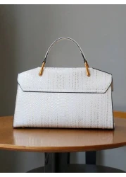 2025 New Vintage Blue Snakeskin Pattern Elegant Handbag Fashionable Luxury High End Handbag For Women Lightweight Large Capacity Shoulder Crossbody Bag