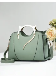 Lightweight Business Casual Simple Zipper Shoulder Bag Solid Color Shoulder Bag For Women Large Capacity Simple Design With Hardware Decoration Fashionable For Students Shopping Suitable For Teen Fema