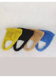 1 Piece Set Of Polyester Thread Hook Mesh Eyelid Bottom Multicolor Solid Color String Knitting Handbag Argyle Lightweight Portable Large Capacity Cute Kawaii Fashionable Quilt Bag Beach Bag For Women