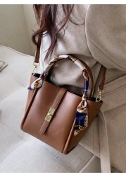 CONTAINEVERY حقيبة ذات مقبض علوي مزينة بالفيونكة من النقود القديمة، أنيقة، خفيفة الوزن ، شال رفيع للبنات المراهقات