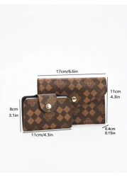 Women s Fashion Bag Set Elegant Geometric Print Faux Leather Tote With Crossbody Clutch Wallet