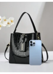 Bucket Bag With High End Embossed Design Large Capacity Women Handbag With Three Layer Pockets Simple Crossbody Bag Stylish Versatile Mini Bag Business Casual Women Bag Perfect For Office Business And