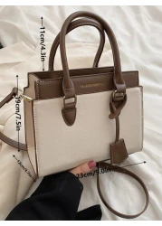 BELLEBORG حقيبة مستطيلة اللون بتفاصيل حرفية ، خفيفة الوزن ، كاجوال للمكتب، للطالبات الجامعيات ، الموظفين الجدد وم