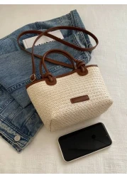 2025 Women s Woven One Shoulder Crossbody Bag Large Capacity Vacation Tote Beach Handbag For Commute